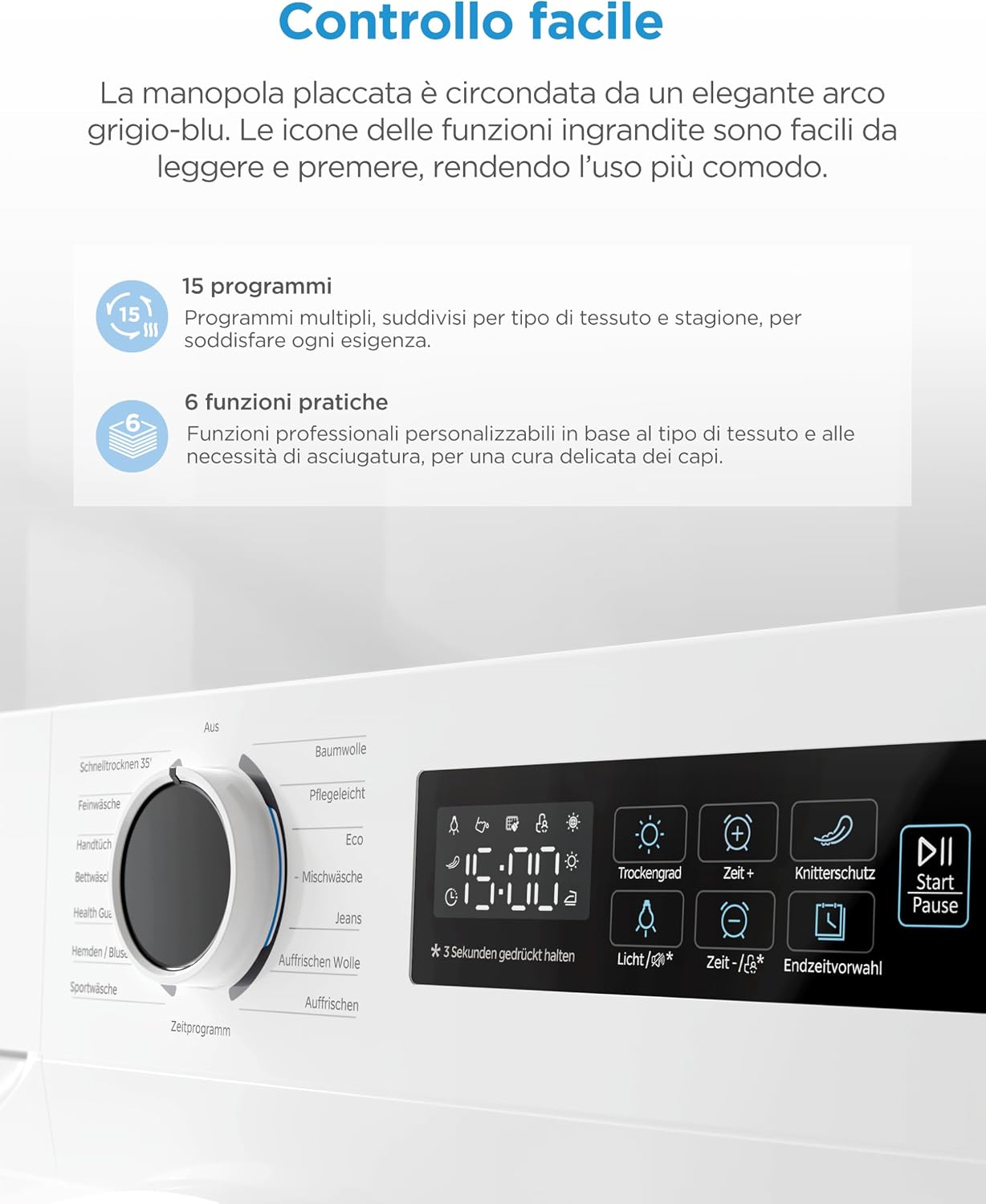 Detalle de Midea Asciugatrice a Pompa di Calore 8 kg Classe A++ – asciugatura rapida e cura delicate