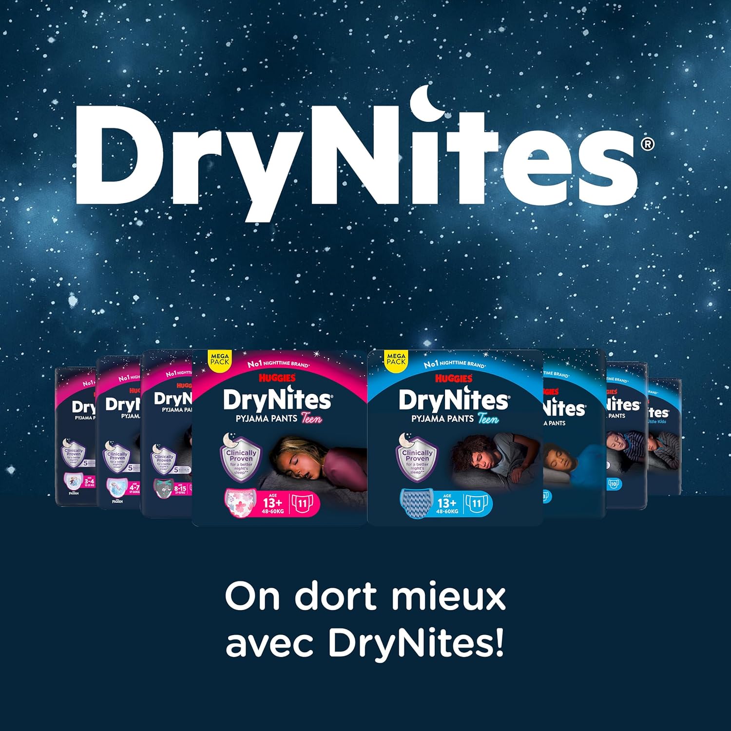 Detalle de Huggies DryNites 4-7 ans Garçon (17-30 kg) – Culottes de nuit absorbantes Marvel, Lot de 64