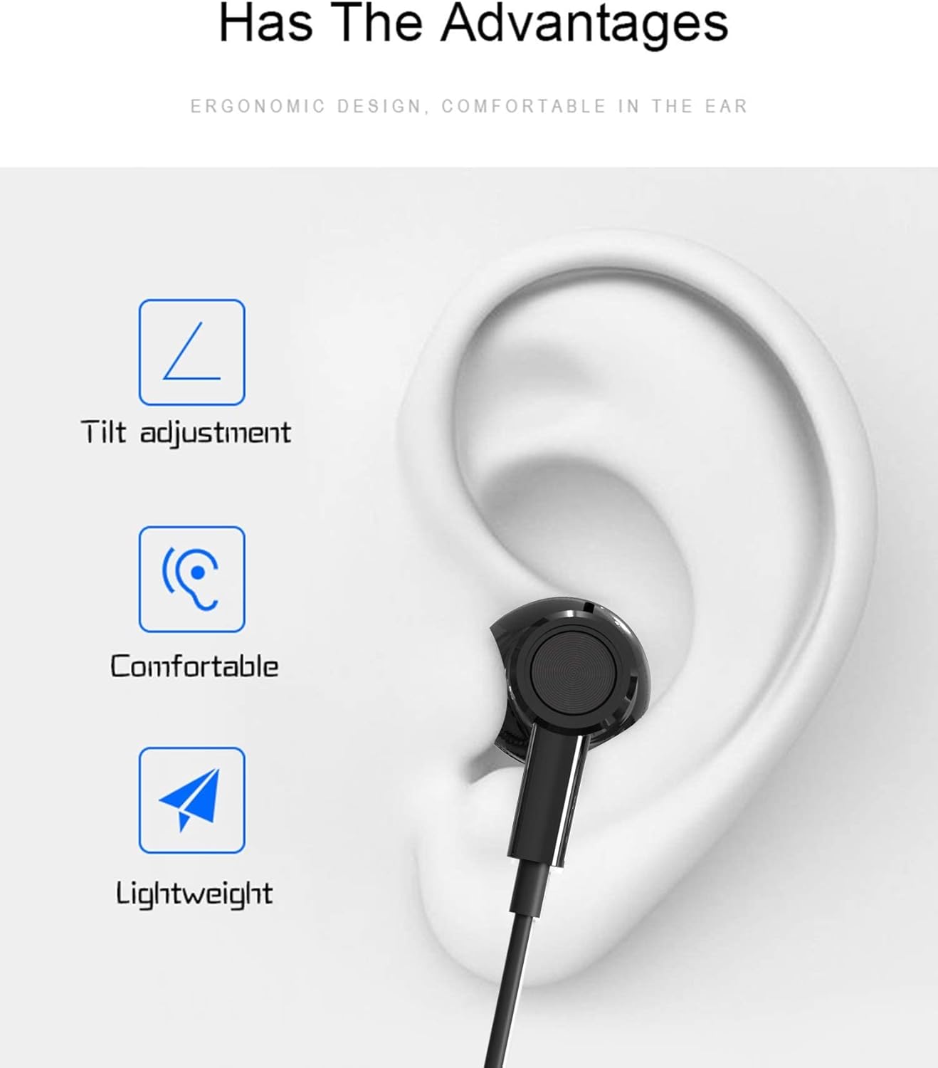 Detalle 2 de BENEWY Hi-Res Extra Bass Earbuds with Inline Mic and 3.5mm Jack