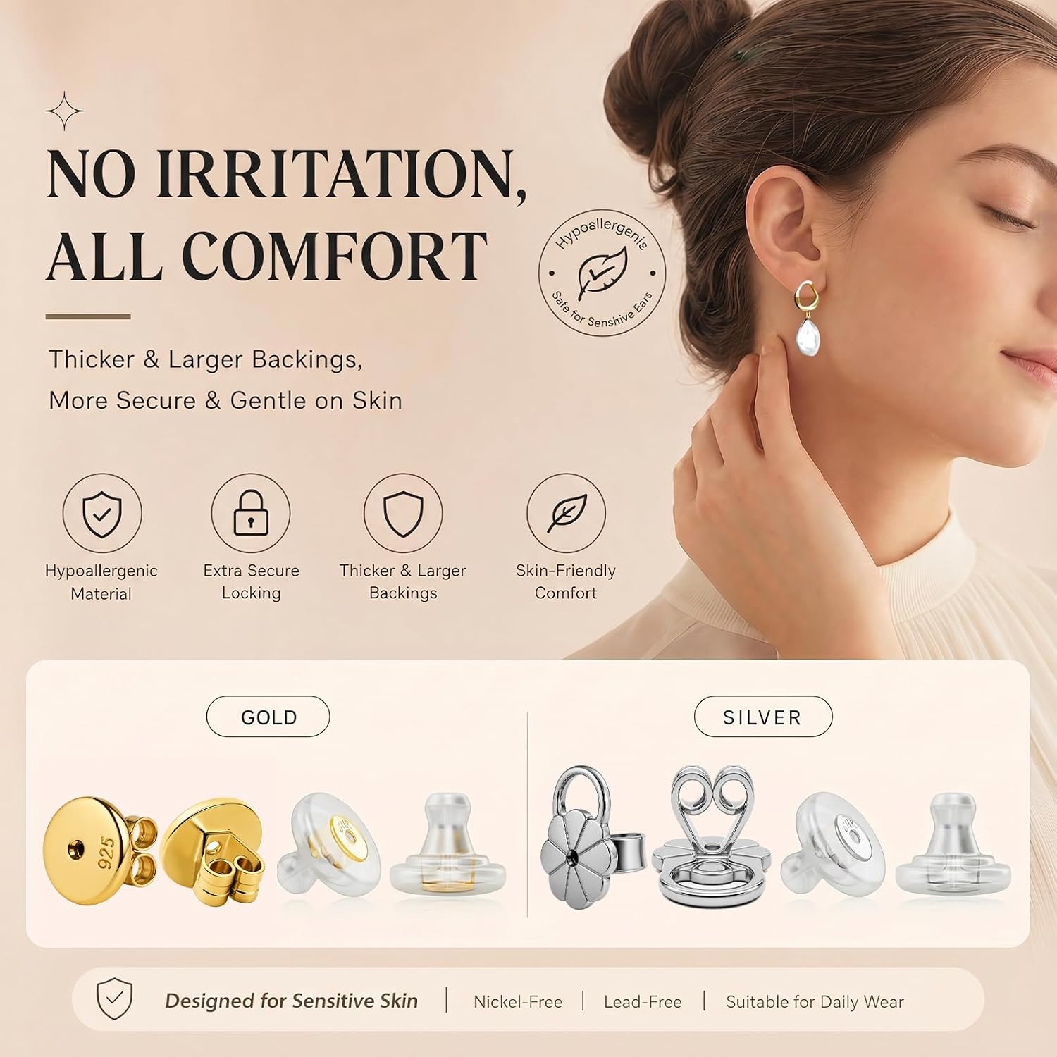 Thumbnail 1 de JUNCHONG JC-earring backs for droopy ears-E02 Plum Blossom Earring Backs, 12-Pack