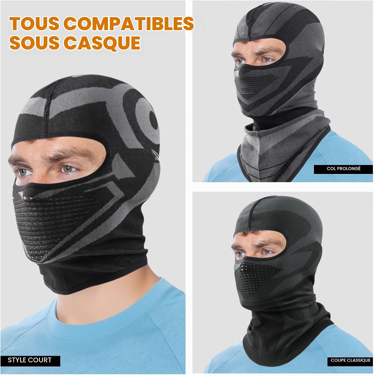 Detalle 2 de WTACTFUL balaclava voor onder de helm, ademend polyester-elastaan voor motor en fiets