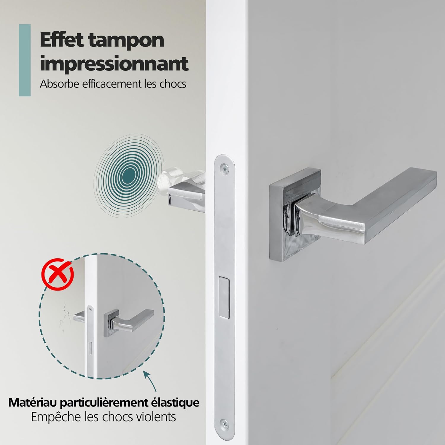 Detalle de virea lot de 6 butées de poignée de porte transparentes pour protéger murs et meubles