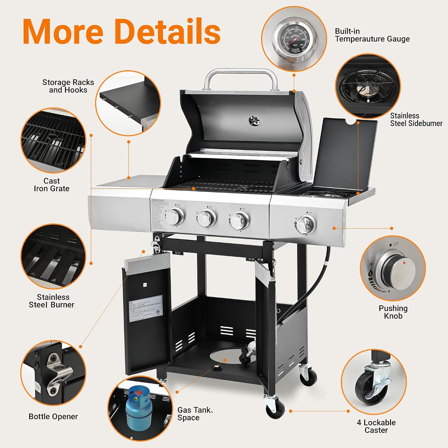 Detalle de Endark Propane Grill 40,500 BTU