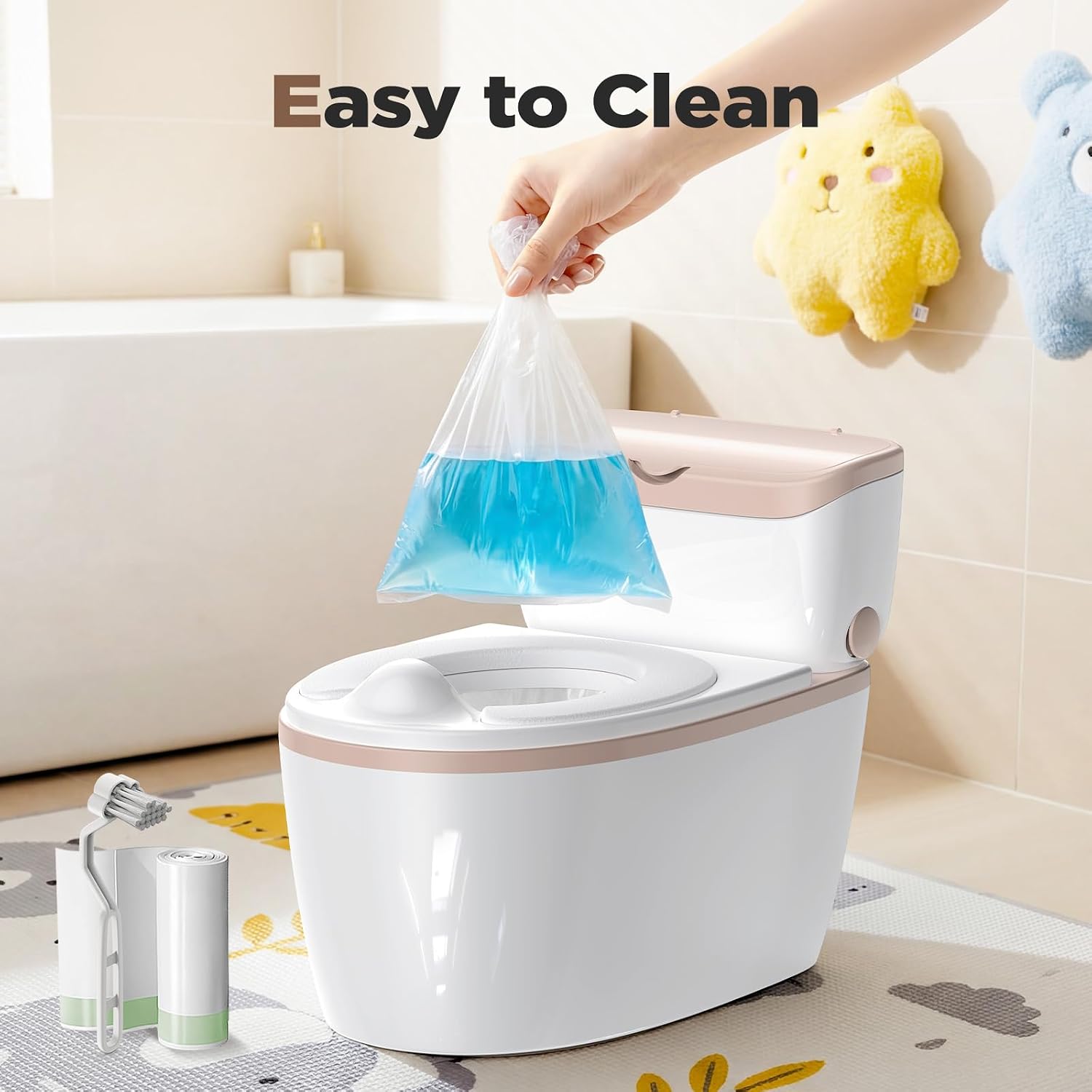 Thumbnail 6 de 3-in-1 Potty Training Stool for Toddlers with Flush Sound, Wipes Storage, and Toilet Paper Holder (Brown)