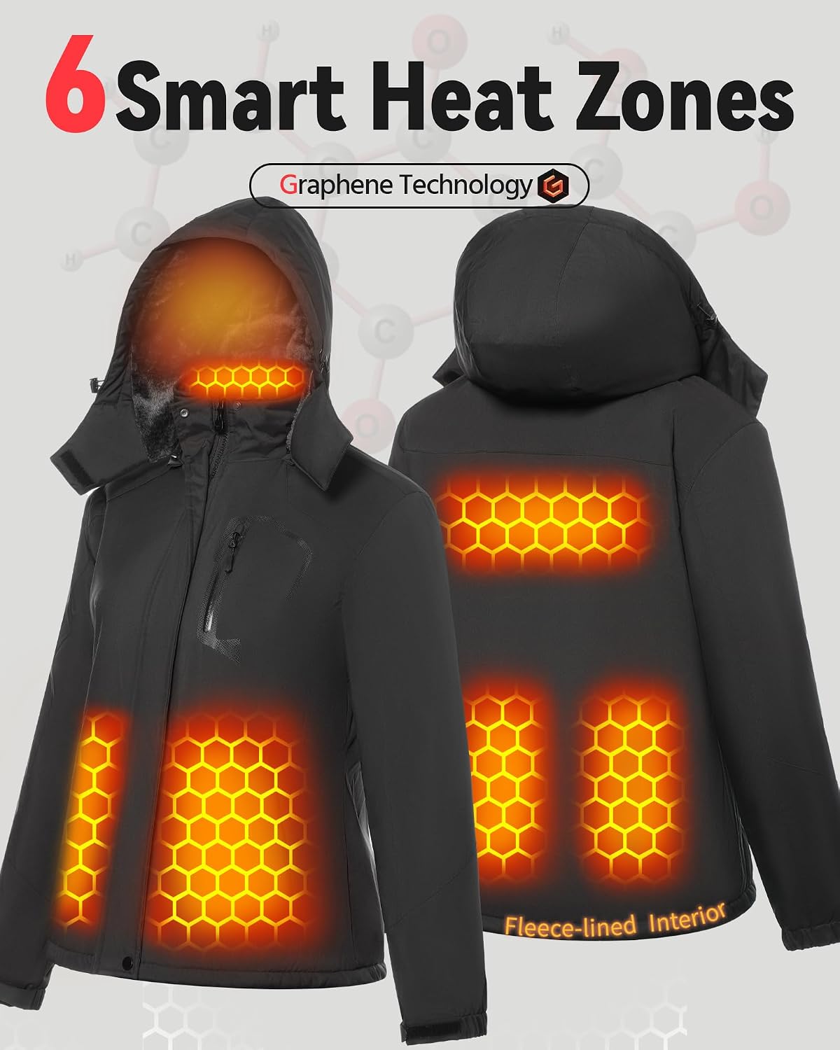 Detalle 2 de Wulcea Graphene Heated Jacket for Women, Fur-Lined with Adjustable Heat