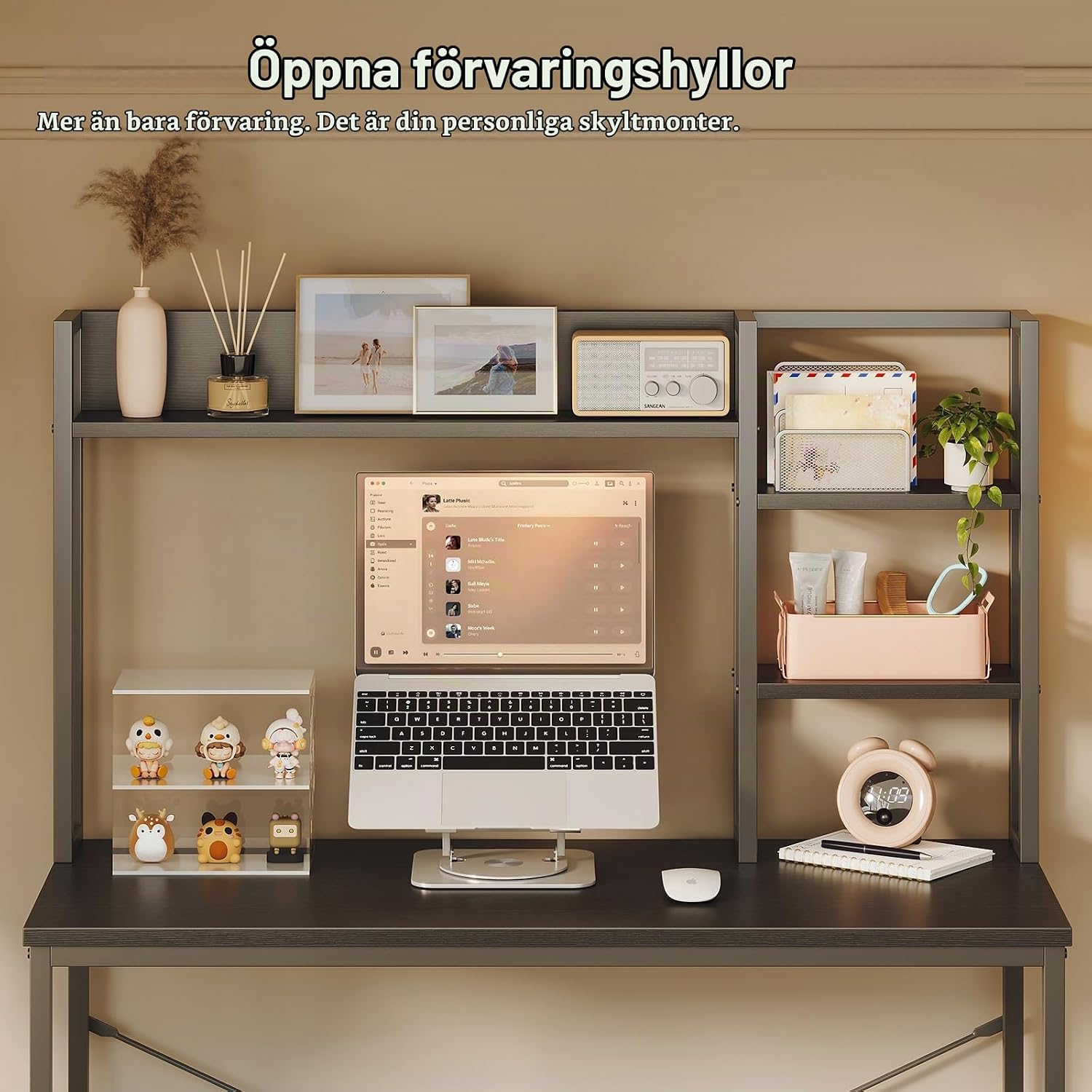Detalle 2 de Coleshome XDL-JJSCJ-11 skrivbord med hyllor, 100 × 40 cm, svart metall