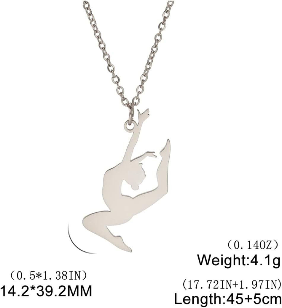 Detalle 2 de EUEAVAN Turner-Anhänger Halskette mit Gymnastik-/Ballett-Motiv – Choker-Schmuck für Mädchen, Damen & Team