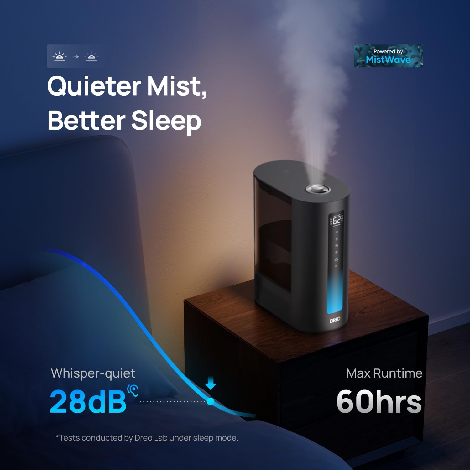 Thumbnail 6 de DREO 6L Smart Humidifier for Large Room (HM713S): Warm and Cool Mist with App Control