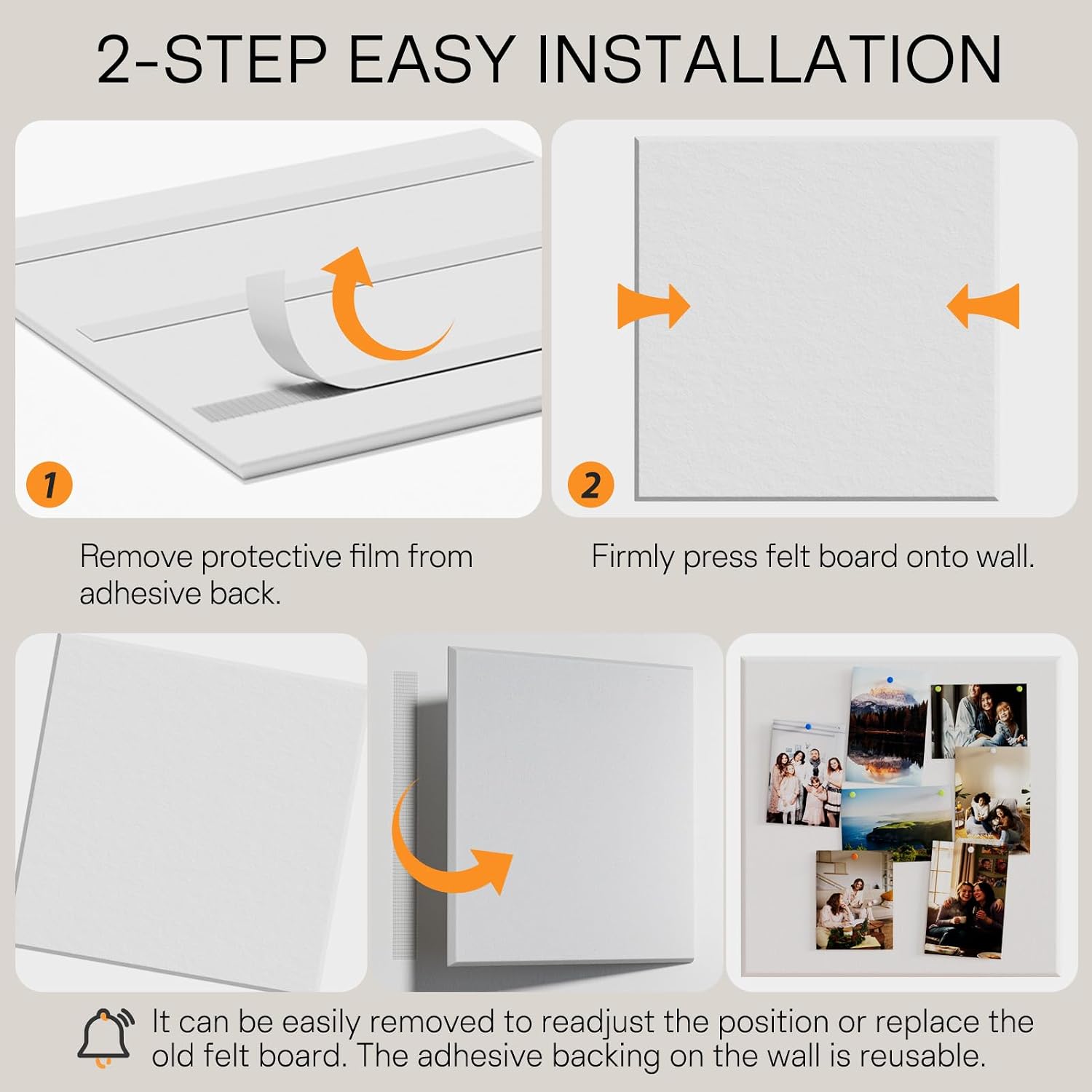 Detalle de MaxGear 72" x 48" White Felt Bulletin Board, 6 Wall-Mount Panels