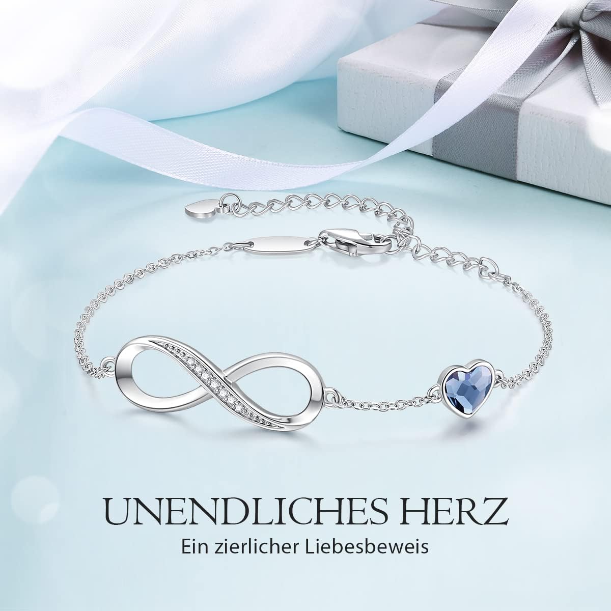 Thumbnail 5 de Infinity Armband Damen aus 316L Edelstahl mit Herz & Unendlichkeitszeichen – verstellbar für Rosegold oder Edelstahl