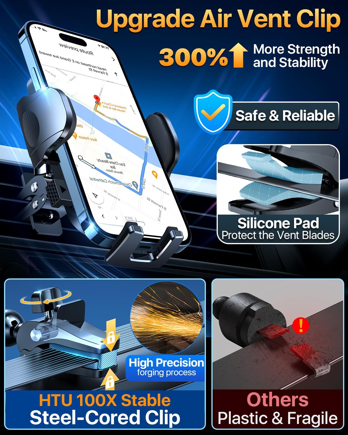 Detalle de 2026 BEST Car Phone Holder (110+LBS strong suction) with rotatable universal mount for dashboard, windscreen & vents