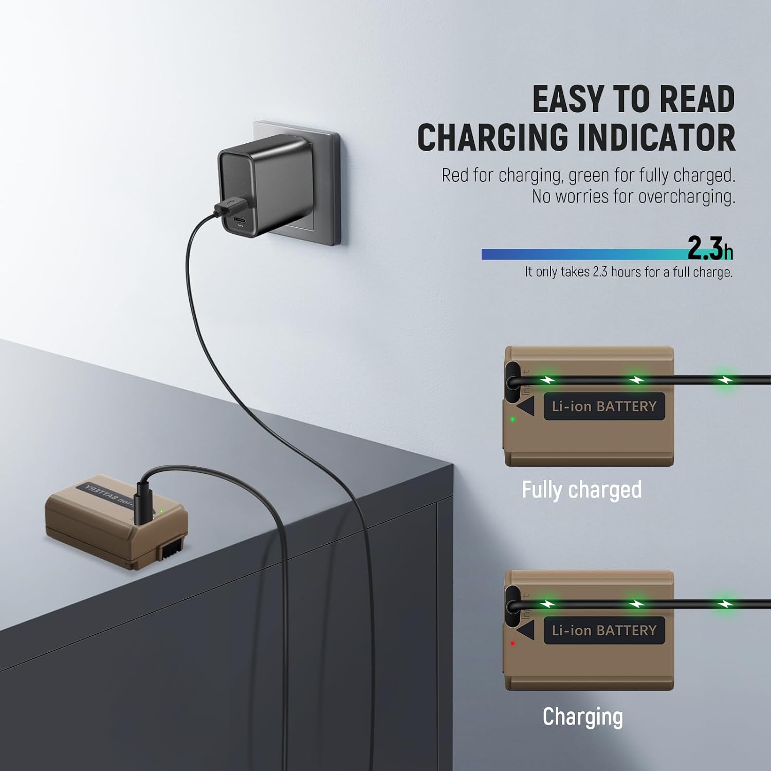 Detalle de NEEWER NP-FW50 Ersatz-Akku (1030 mAh) mit USB-C Laden für Sony Kameras
