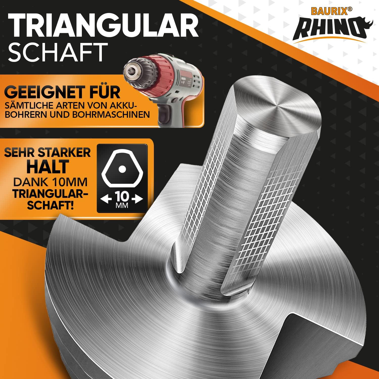 Thumbnail 1 de BAURIX® RHINO® Fresa a Gradini HSS [Ø 5‑35 mm] con alesaggio triangolare da 10 mm