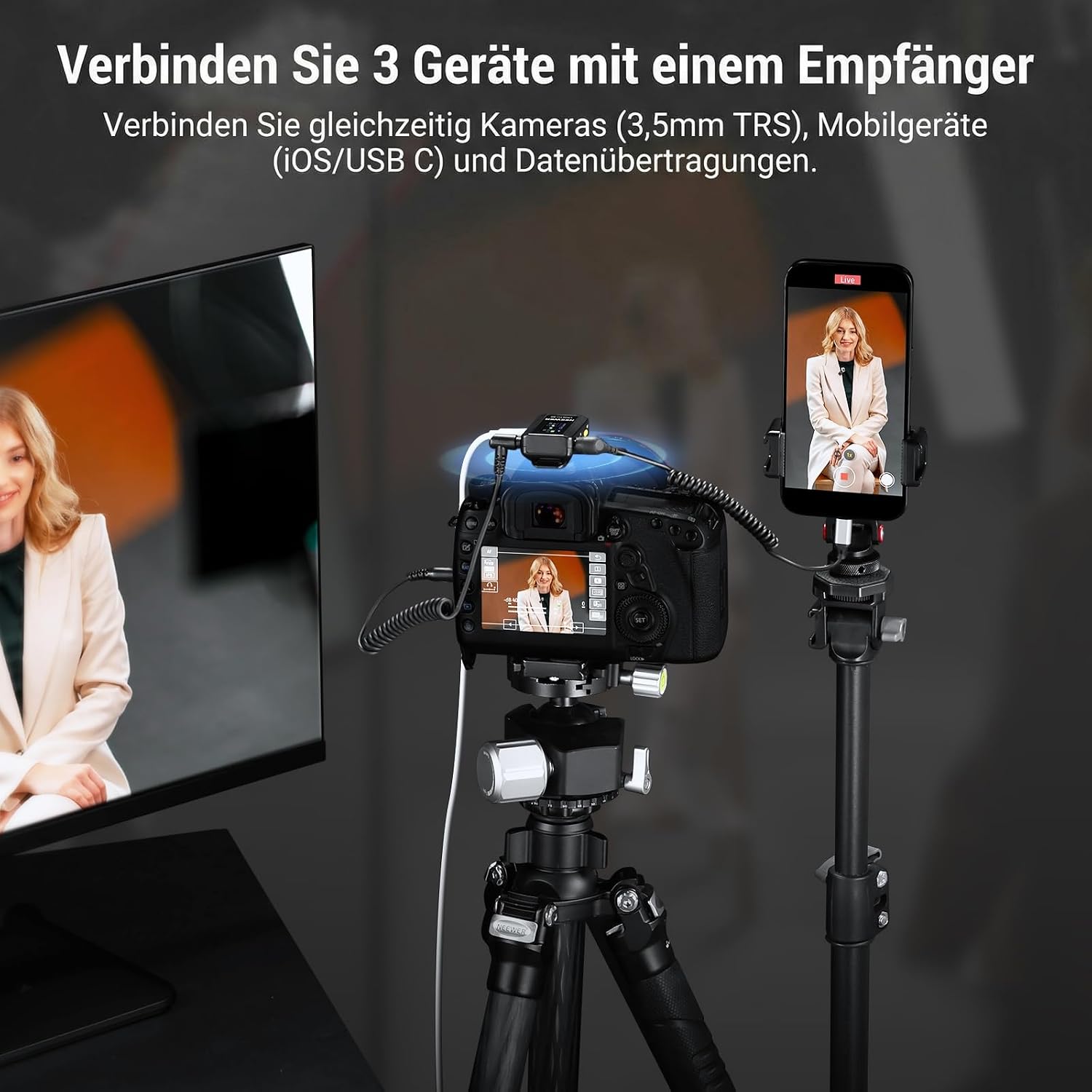 Detalle 2 de NEEWER CM28 PRO kabelloses Lavalier-Mikrofon 9 Std đ€