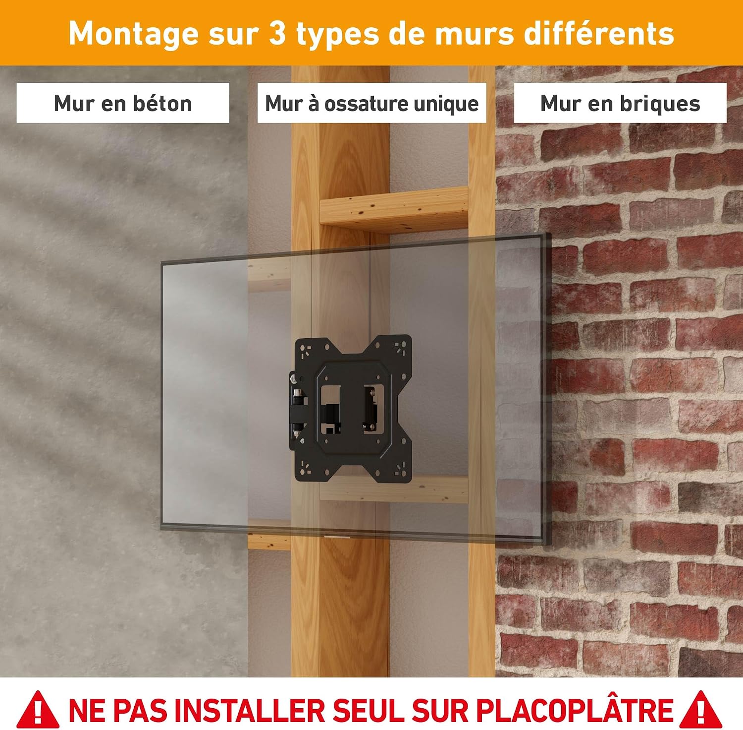 Thumbnail 5 de Support mural TV D-Line 23–50 pouces, bras unique inclinable et rotatif