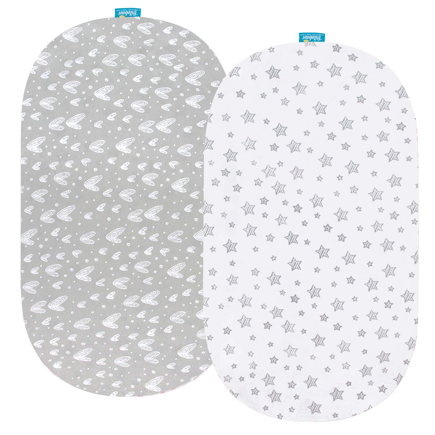 Detalle de Biloban 2-Pack Cotton Bassinet Sheets for UPPAbaby, Gray Print