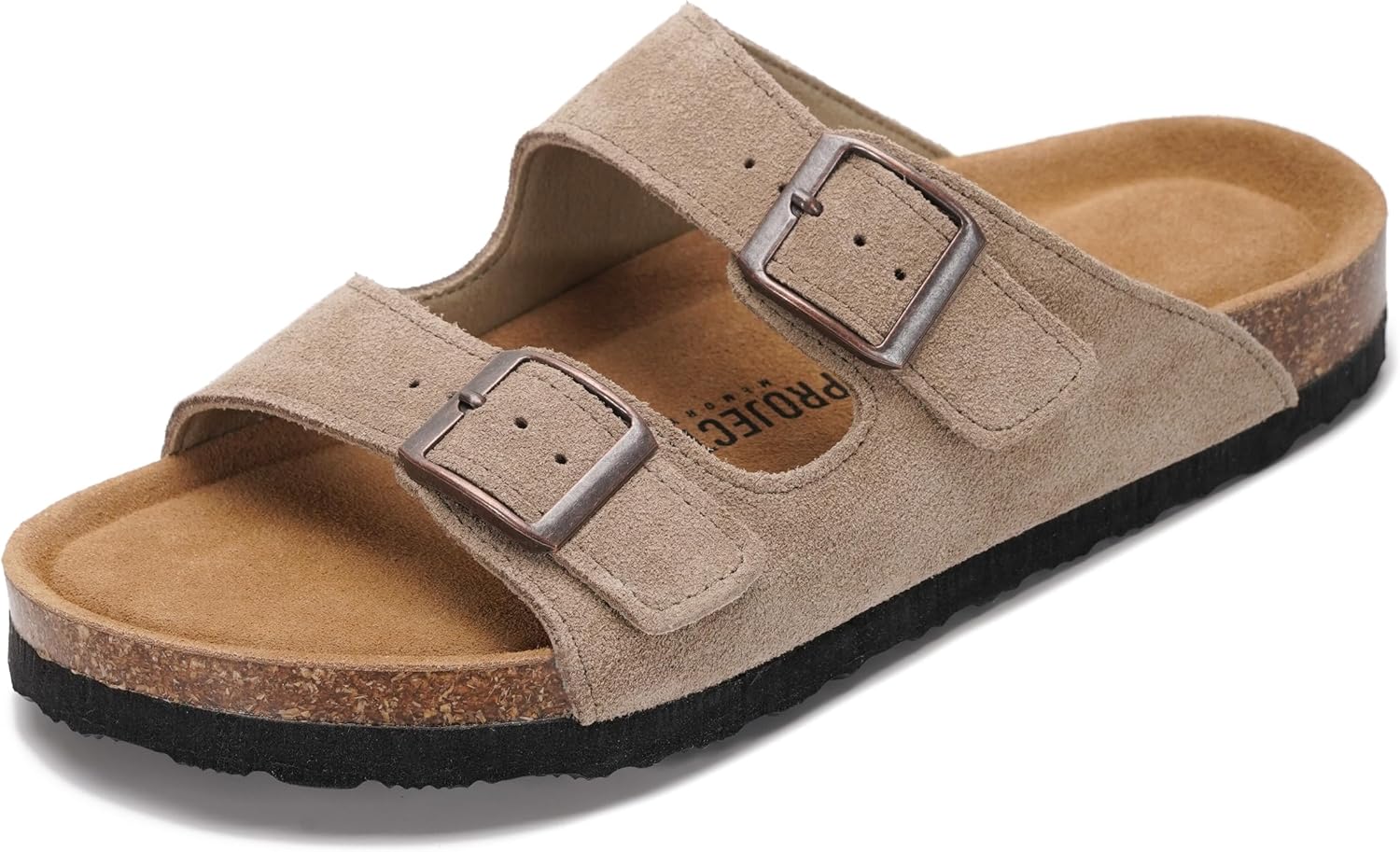 Detalle 2 de Project Cloud Women’s Genuine Leather Flat Sandals with Cork Footbed