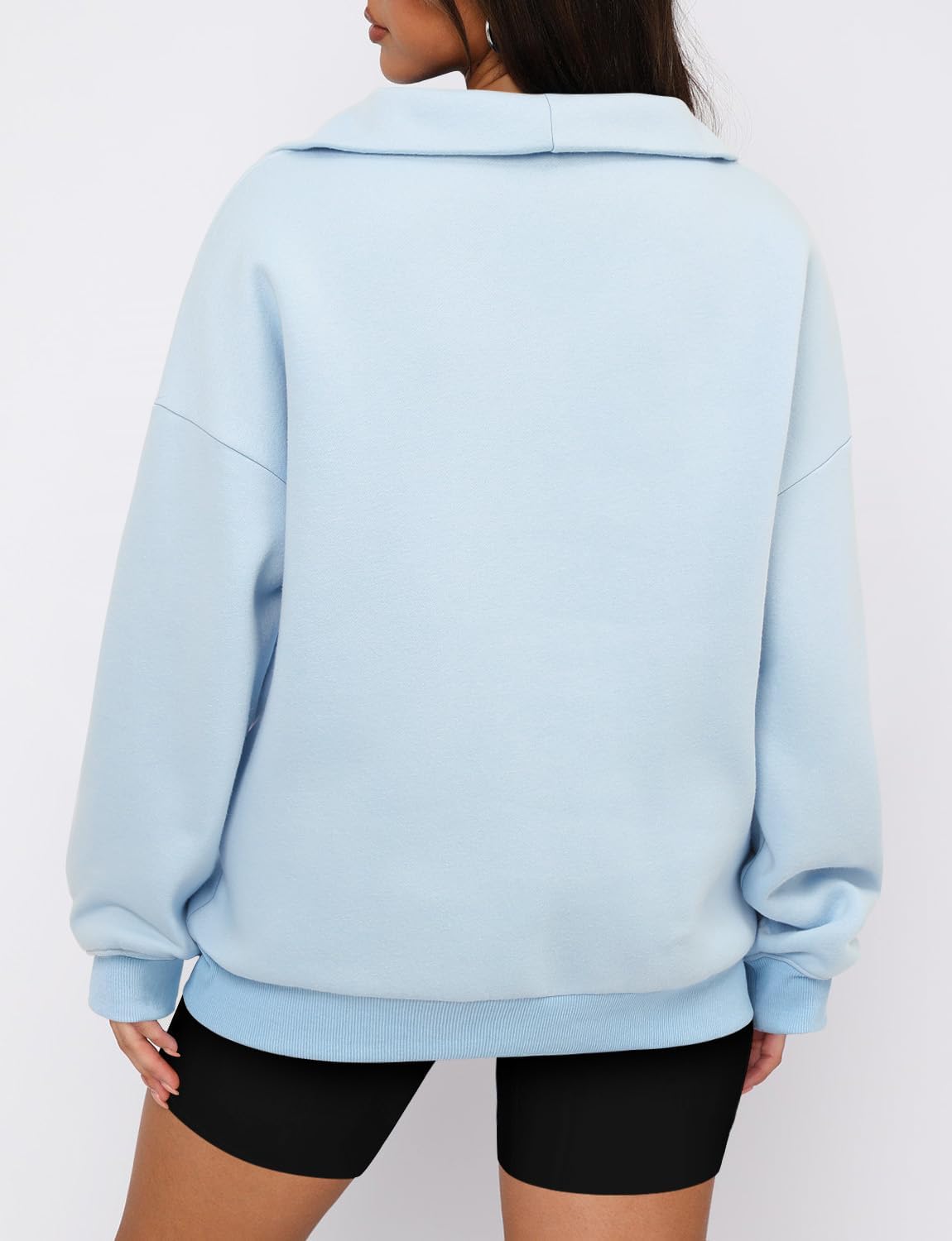 Detalle de onlypuff Women's Half-Zip Pullover Sweatshirt, Oversized Loose Fit with Pocket