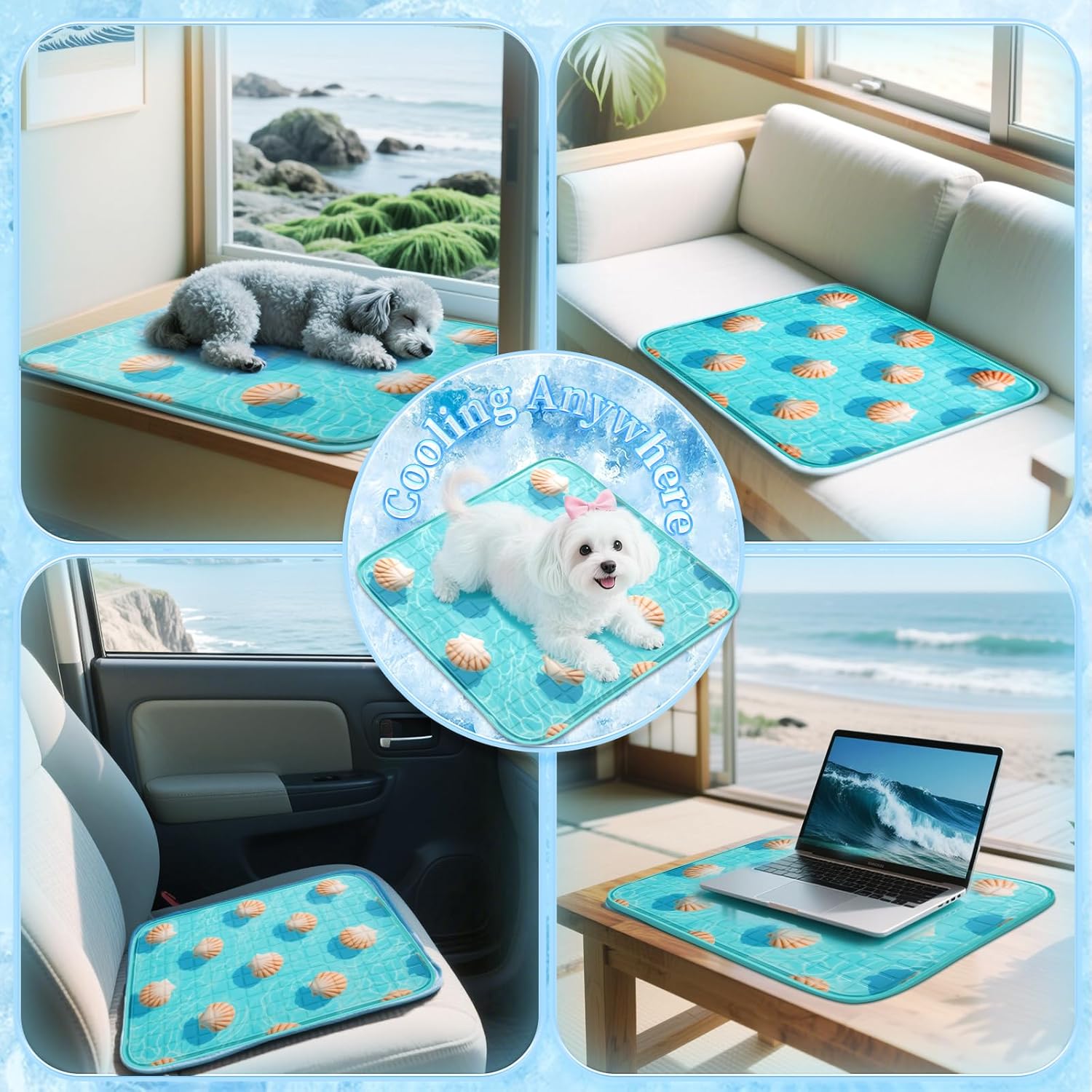 Detalle de RARIRO Medium Dog Cooling Mat 50 x 65 cm – Solid-State Gel, Non-Toxic & Waterproof