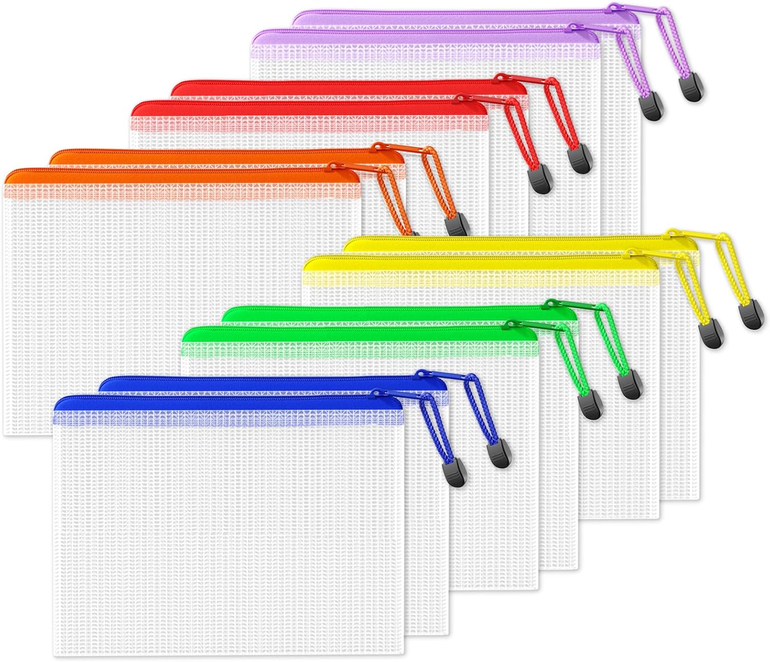 Detalle de SUNEE Dokumententasche A5 – 12er Set wasserdichte Mesh-Taschen in 6 Farben