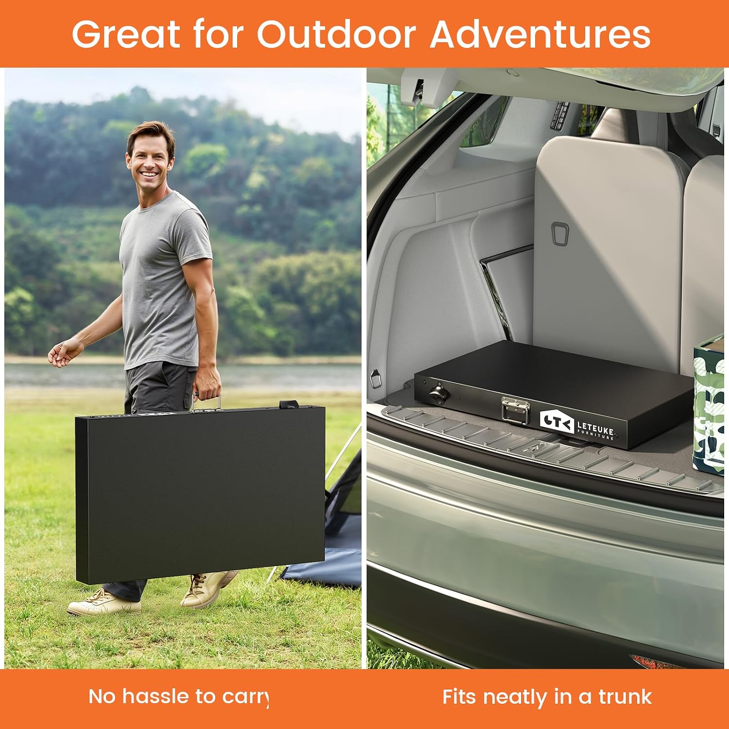 Detalle 2 de Leteuke OTG-01 Folding Grill Table with Storage Shelves and Hooks