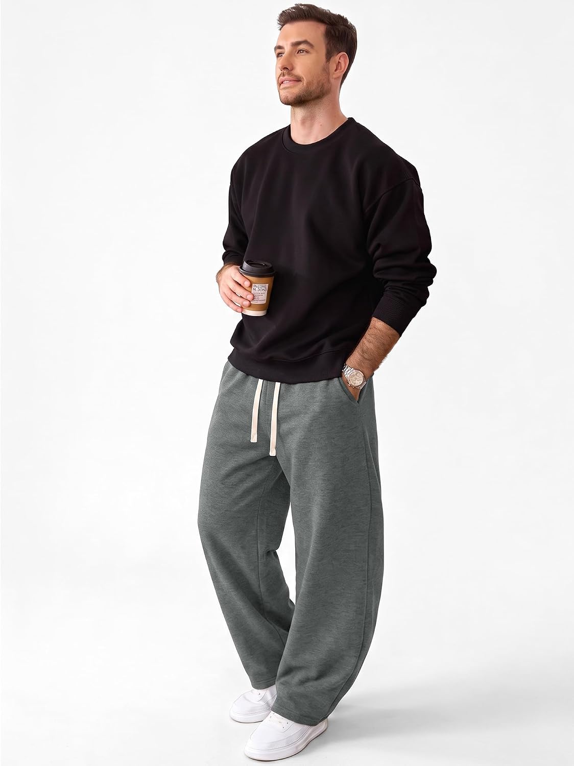 Detalle de JEMLDL Men's Baggy Sweatpants, Polyester Blend