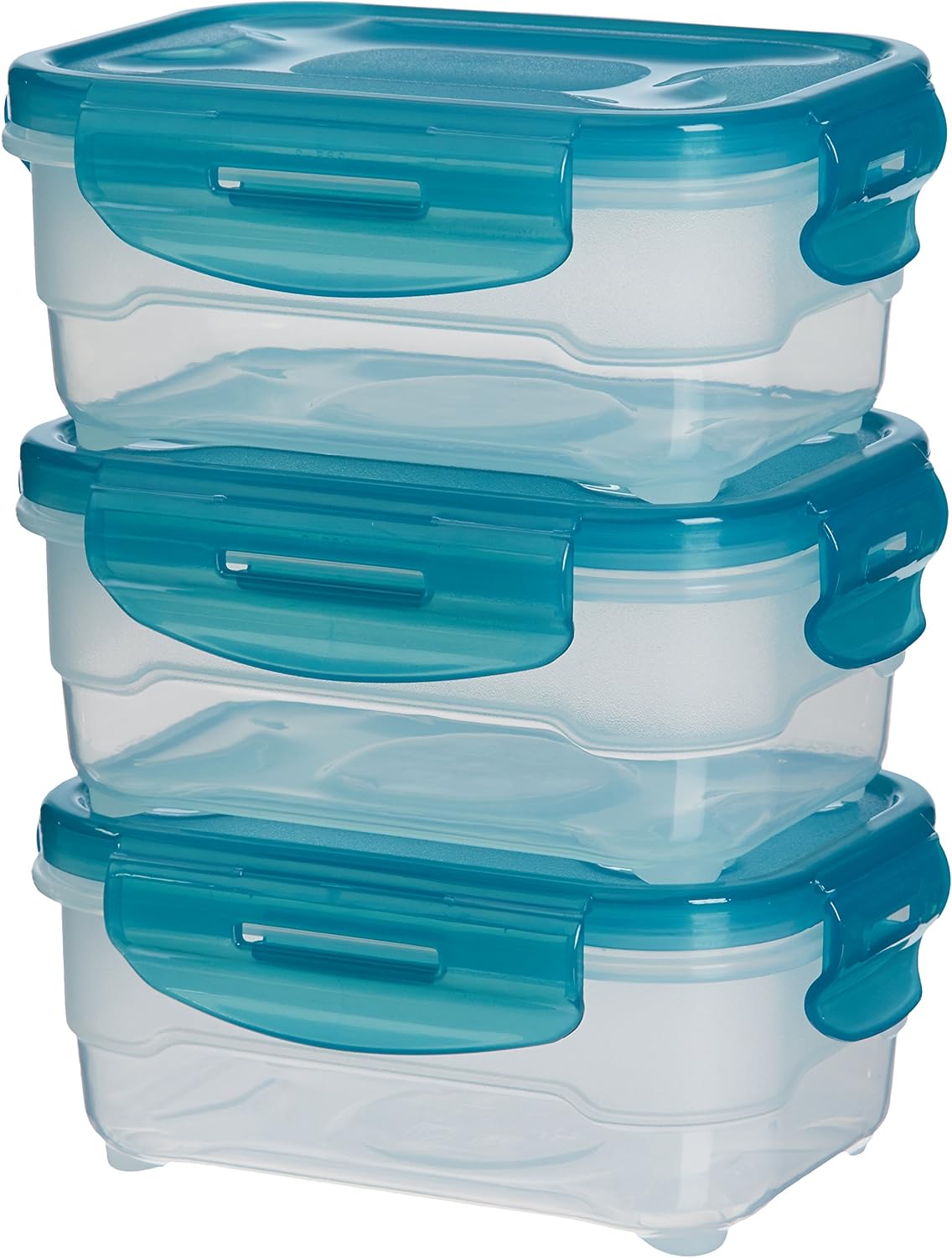 Detalle de Amazon Basics Gefrierbehälter-Set, 3 × 0,6 l – luftdicht, auslaufsicher, BPA-frei, mikrowellen- und spülmaschinenfest