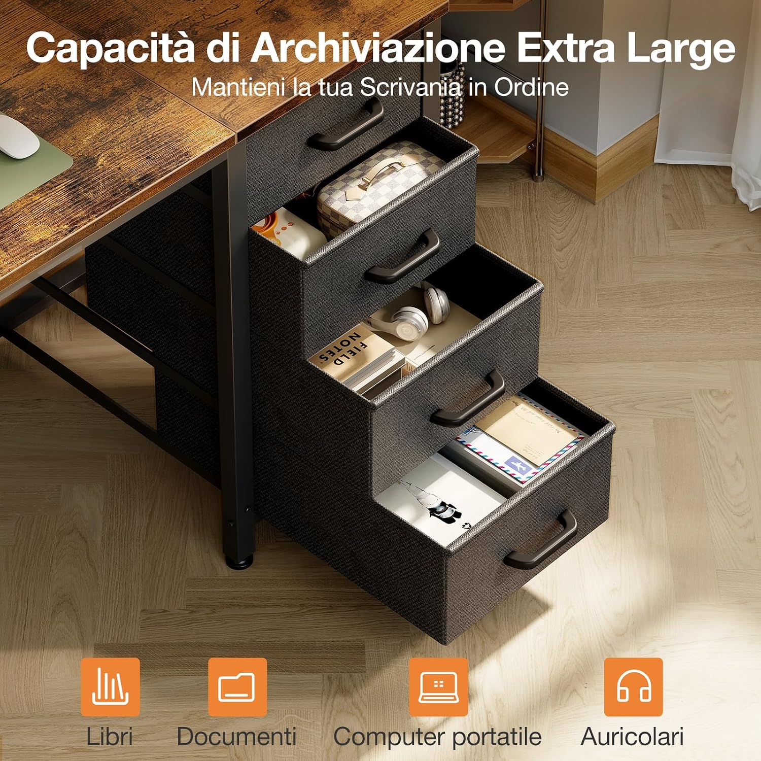 Thumbnail 3 de ODK Scrivania 120x48 cm con 4 cassetti