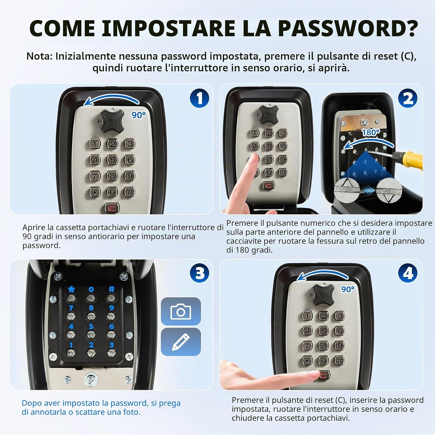 Detalle de Cassaforte per Chiavi Montata a Parete con Coperchio Impermeabile – Scatola a Combinazione per Esterni