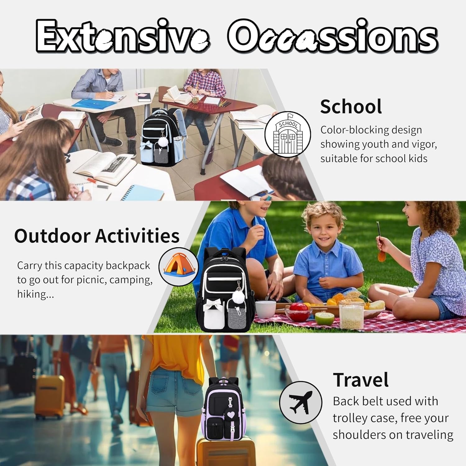 Thumbnail 6 de Bansusu Kids Backpack for Girls: A Well-Organised Lightweight School Bag