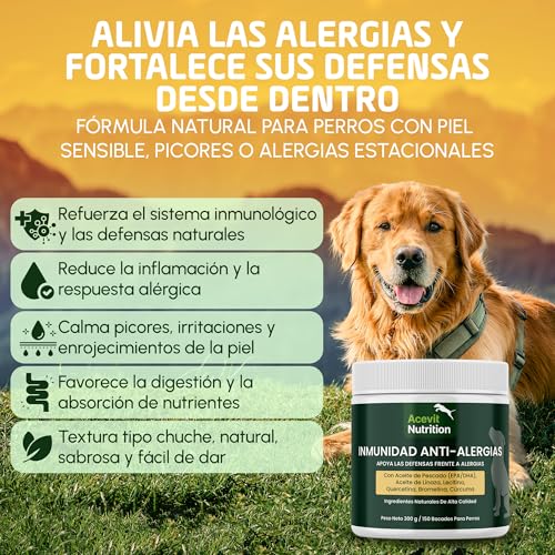 Detalle de Alivio Alergia Perros de Acevit Nutrition 150 uds: suplemento inmunológico y de piel para mascotas