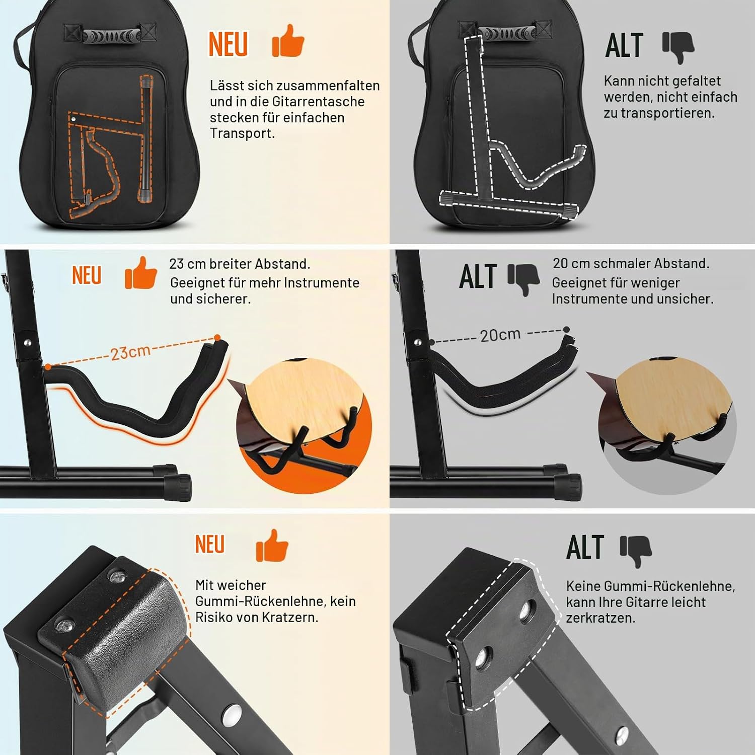 Thumbnail 3 de CAHAYA Gitarrenständer A-Frame Faltbar Stabil – universal aus Metall für Gitarre, Bass, Ukulele