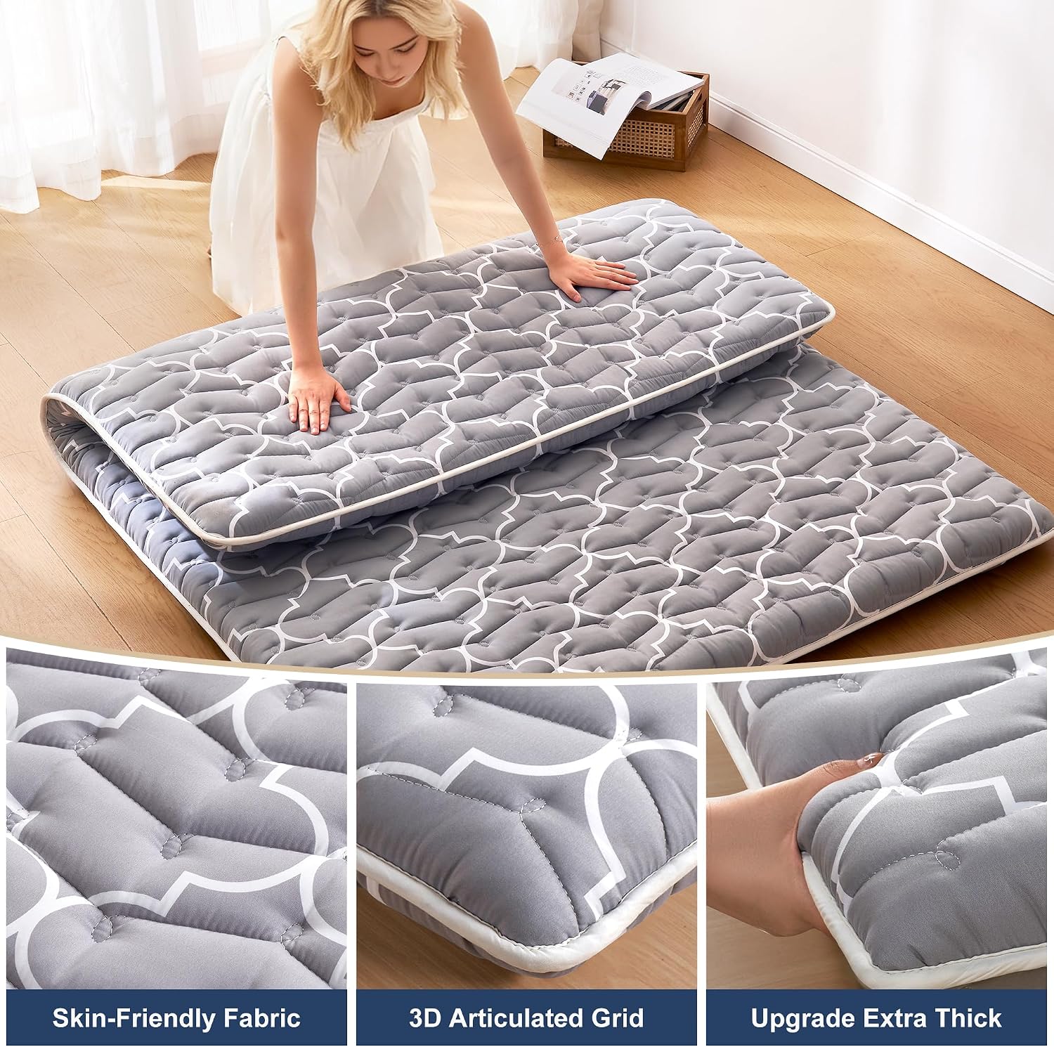 Thumbnail 3 de Vibe bear MTTM-01 Japanese Futon Floor Mattress, Full Size, 3.2-Inch