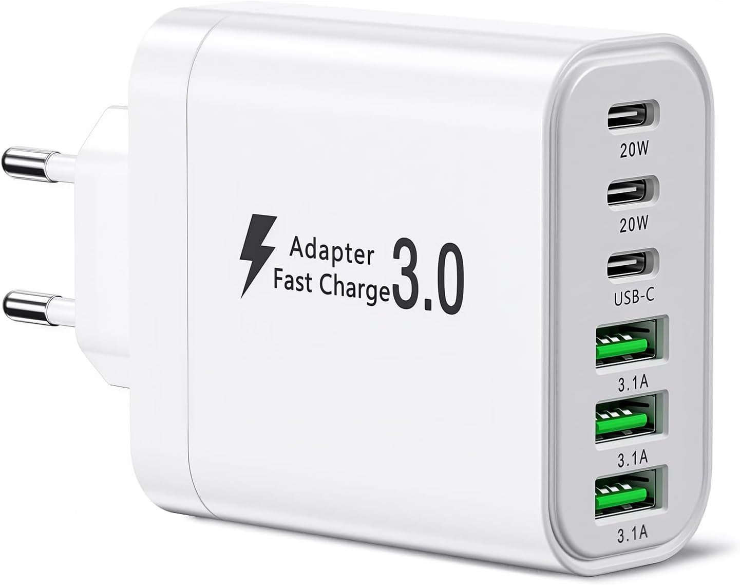 Caricatore USB C 52 W a 6 porte: ricarica rapida e versatile per smartphone, tablet e altro