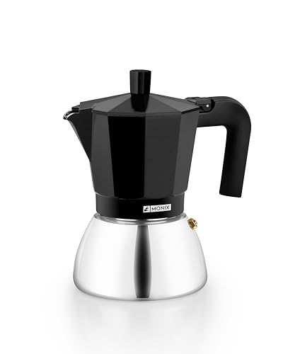 Detalle de Monix Induction Inox: Cafetera italiana de inducción, 6 tazas en negro