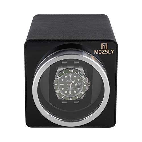 Thumbnail 3 de MOZSLY Single Watch Winder for Automatic Watches with Quiet Motor – Black Leather, 12 Rotation Modes