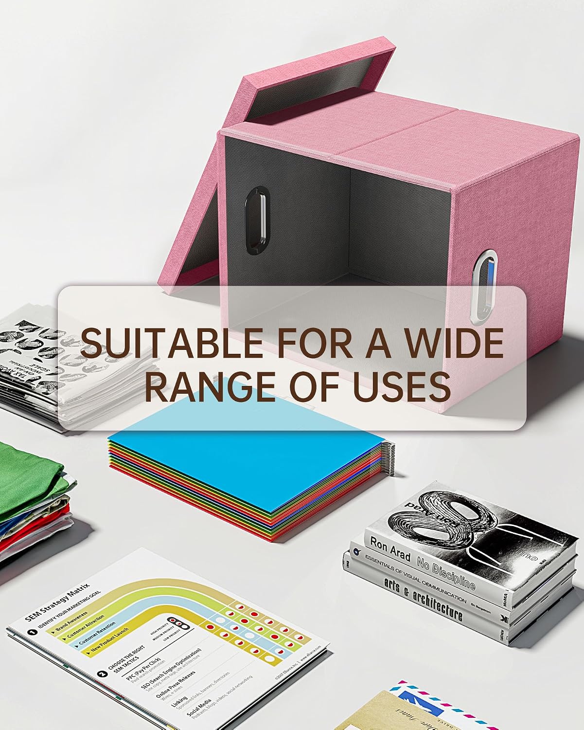 Detalle 1 de Oterri AM03118 File Organizer, Foldable Letter/Legal File Box, New Pink