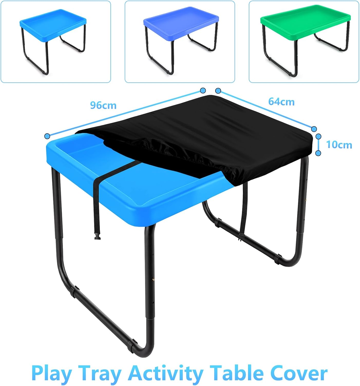 Thumbnail 1 de Kovshuiwe Play Tray Activity Table Cover 96x64x10cm – Black, Waterproof and Anti-Mould