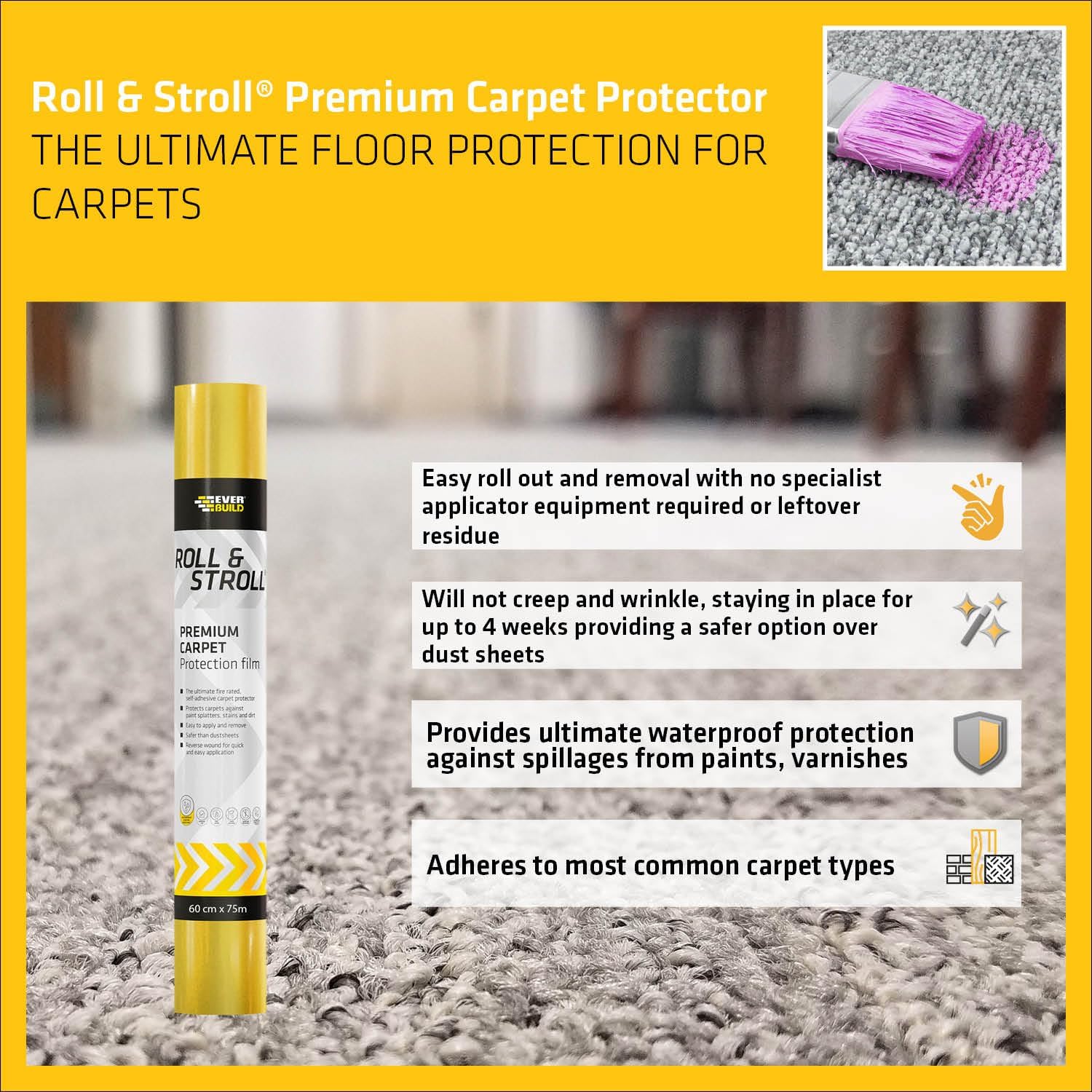 Thumbnail 2 de Everbuild ROLL75 Roll and Stroll Premium Carpet Protector – 600mm x 75m