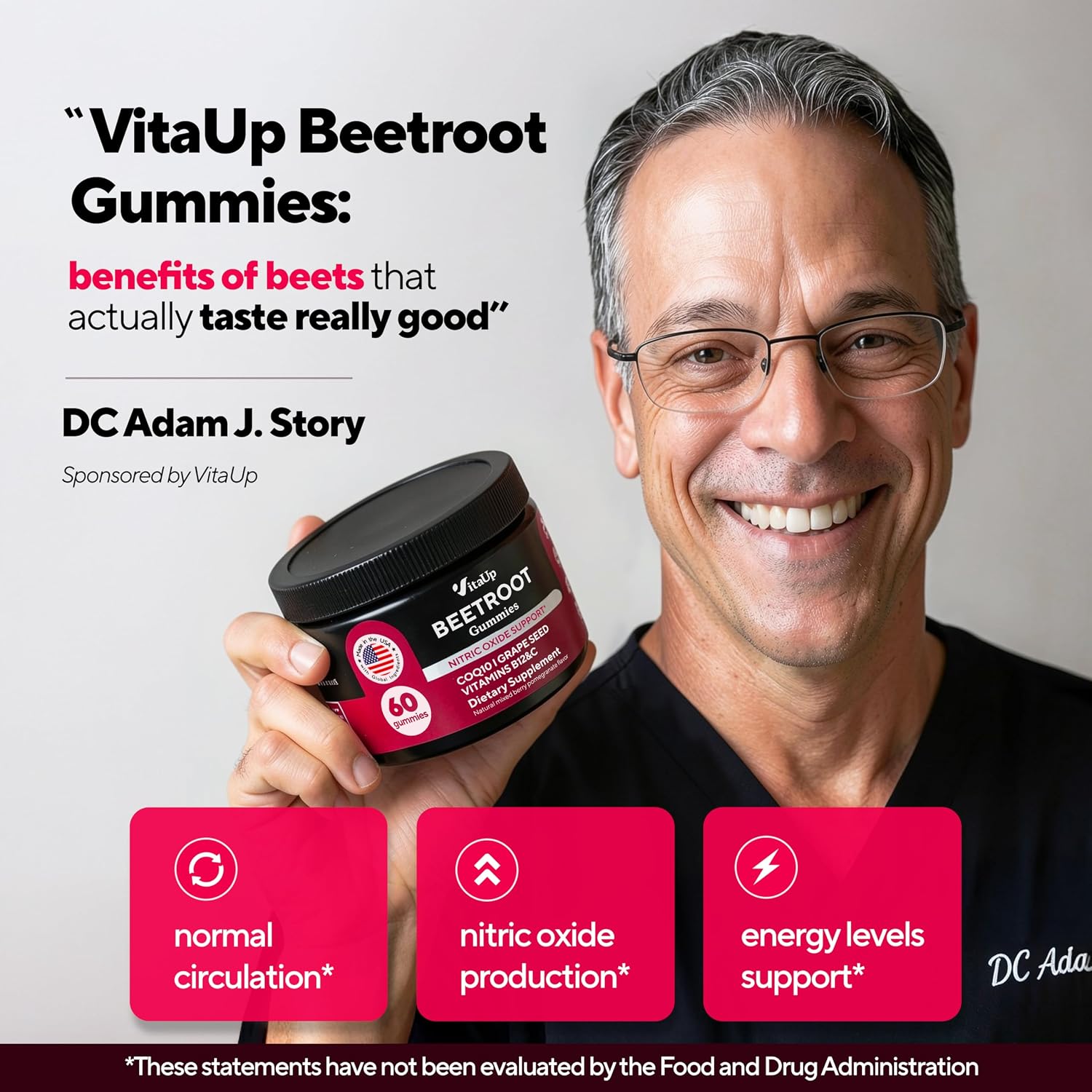 Detalle 2 de VitaUp Beet Root Gummies with CoQ10, Grape Seed and Vitamins C, B12 & B3