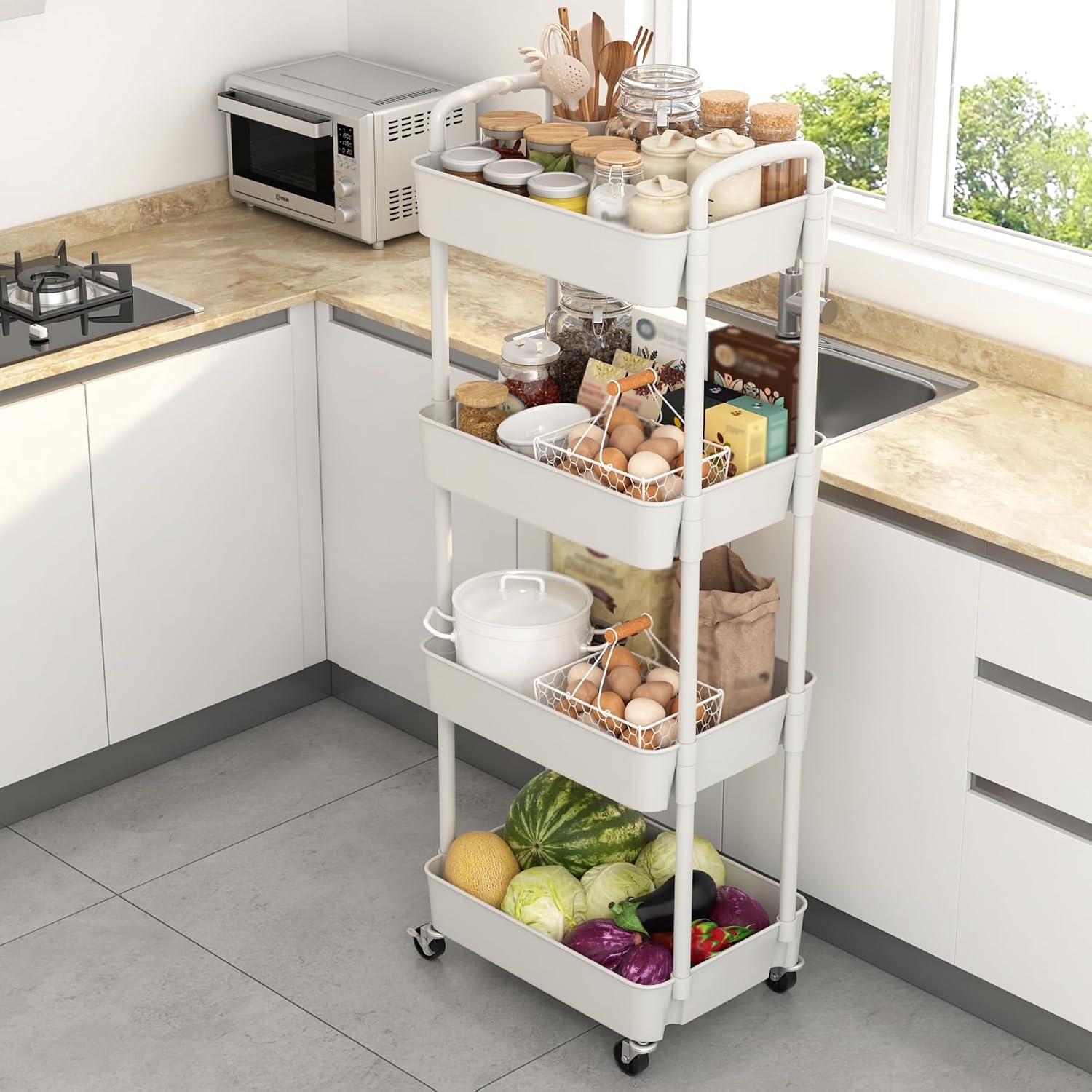 Detalle 1 de Sywhitta 4-Tier Rolling Utility Cart