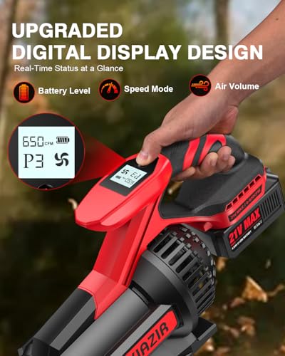 Thumbnail 1 de XIAZIR Souffleur de Feuilles sans Fil 21V 28 000 TR/min – 2×4,0Ah, LCD, 3 vitesses, léger et polyvalent