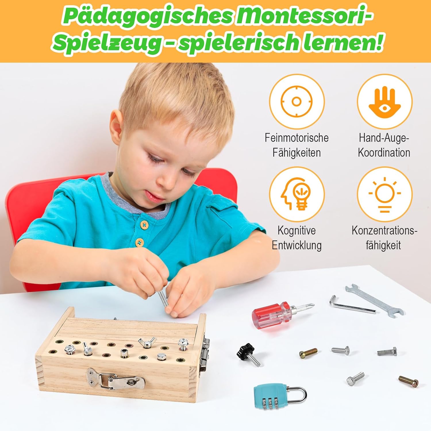 Thumbnail 4 de Wooderma Montessori Puzzle Brett für Kinder 3–5 Jahre