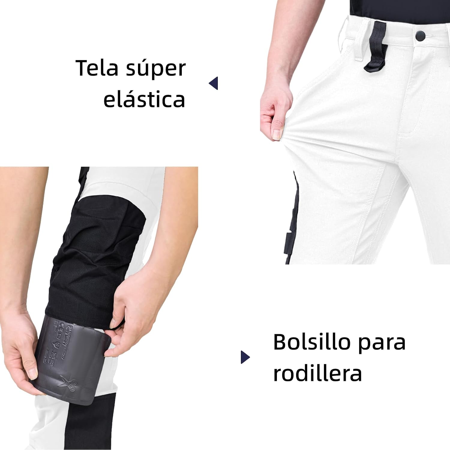 Detalle de WORK IDEA slim fit stretchwerkbroek voor heren met Cordura-stof en verstelbare zoom
