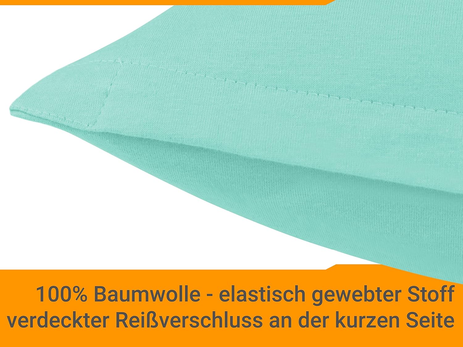 Detalle 2 de Lot de 2 housses de traversin 80x80 en coton jersey mint – certifié Oeko-Tex, douceur et praticité