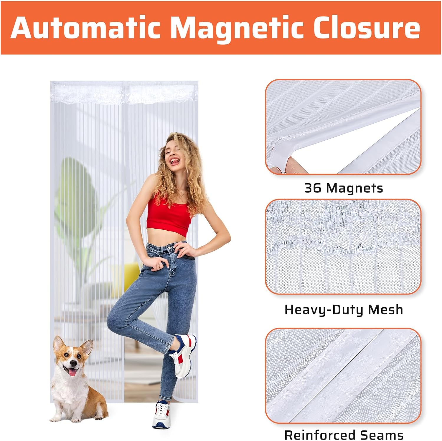 Thumbnail 1 de Anpro Magnetic Door Screen 90x212 cm
