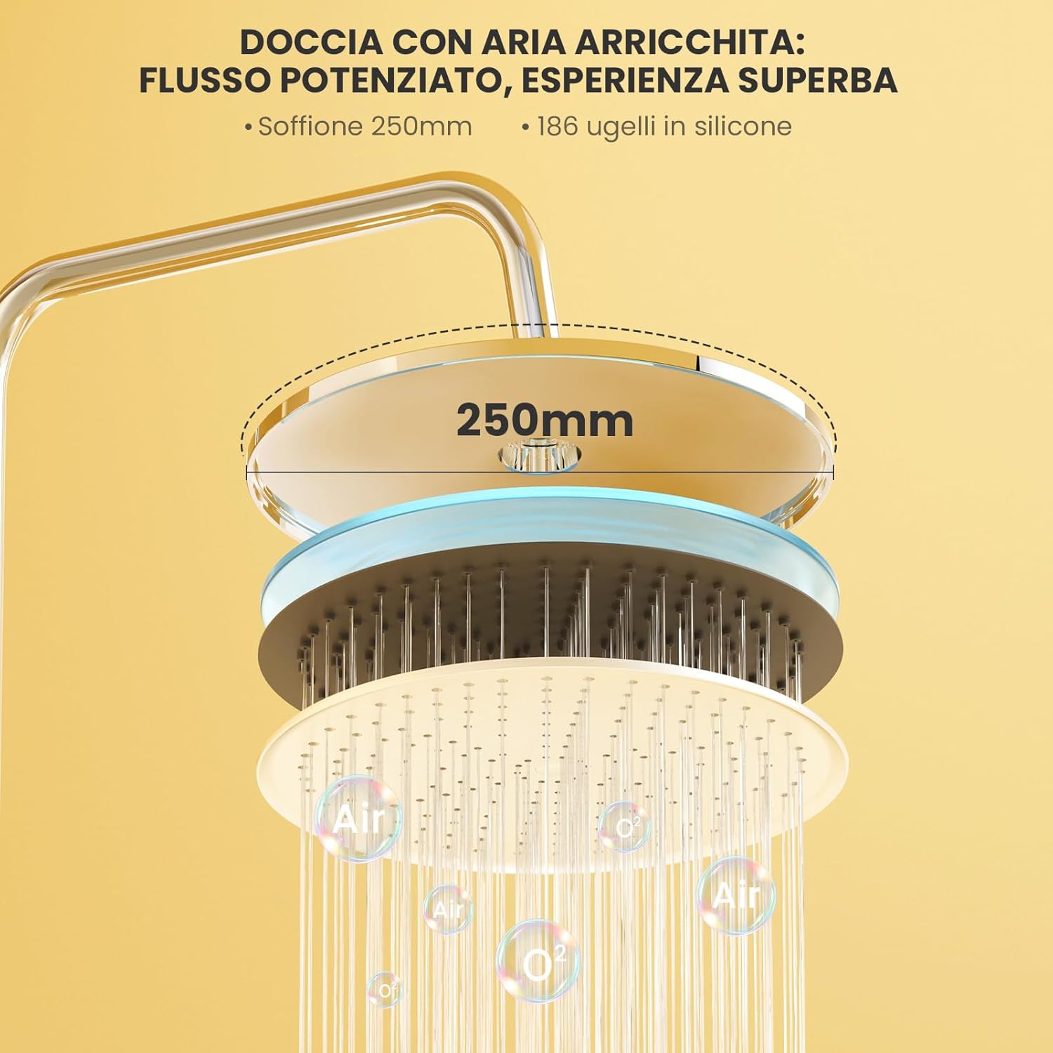 Detalle de Auralum Colonna Doccia con Mensola, Soffione Rotondo 25 cm e Doccetta, Altezza 72–110 cm, Colonna Doccia senza Miscelatore, Cromo