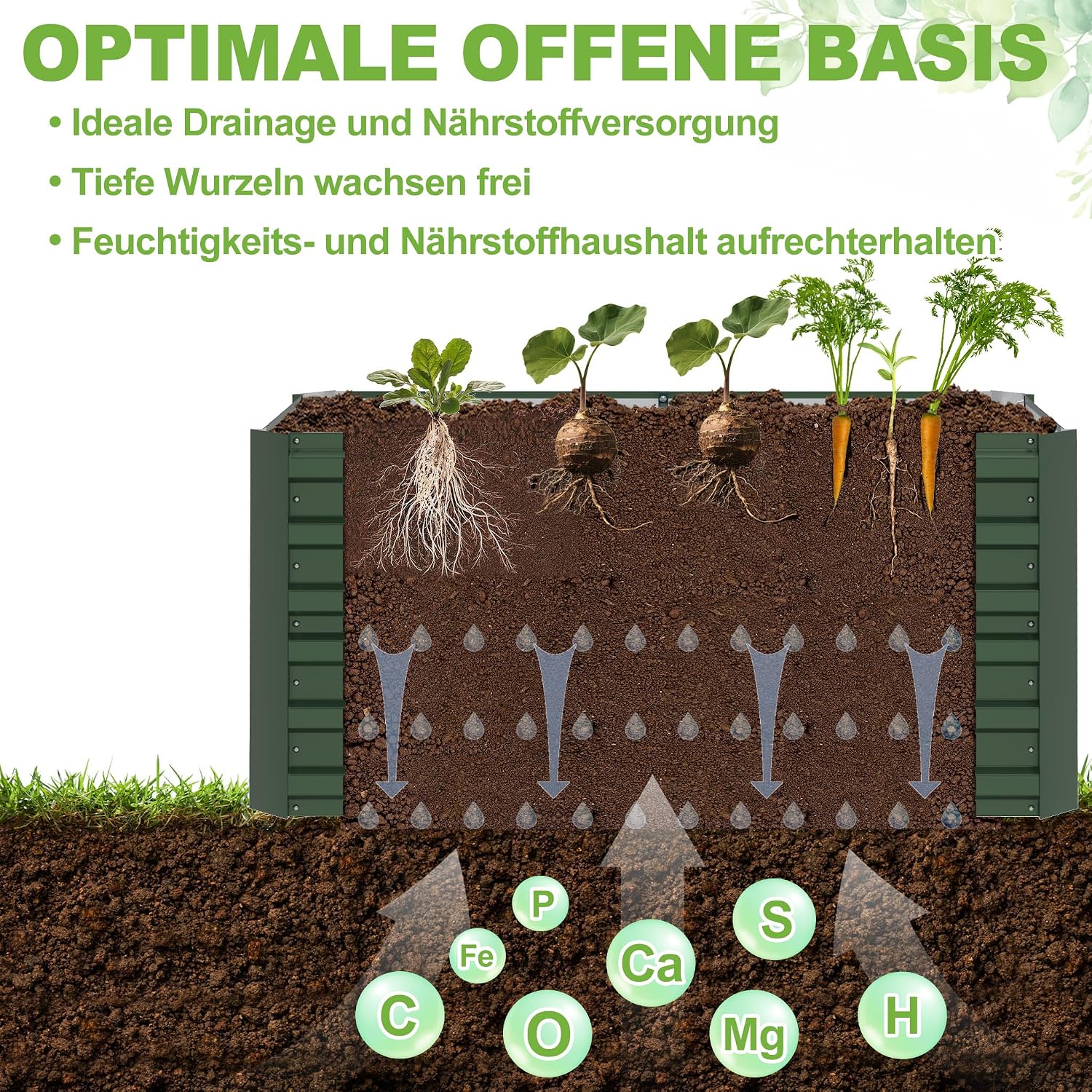 Detalle 2 de LZQ 975 L Raised Bed, Galvanised Steel, 180 x 90 x 58 cm, Green