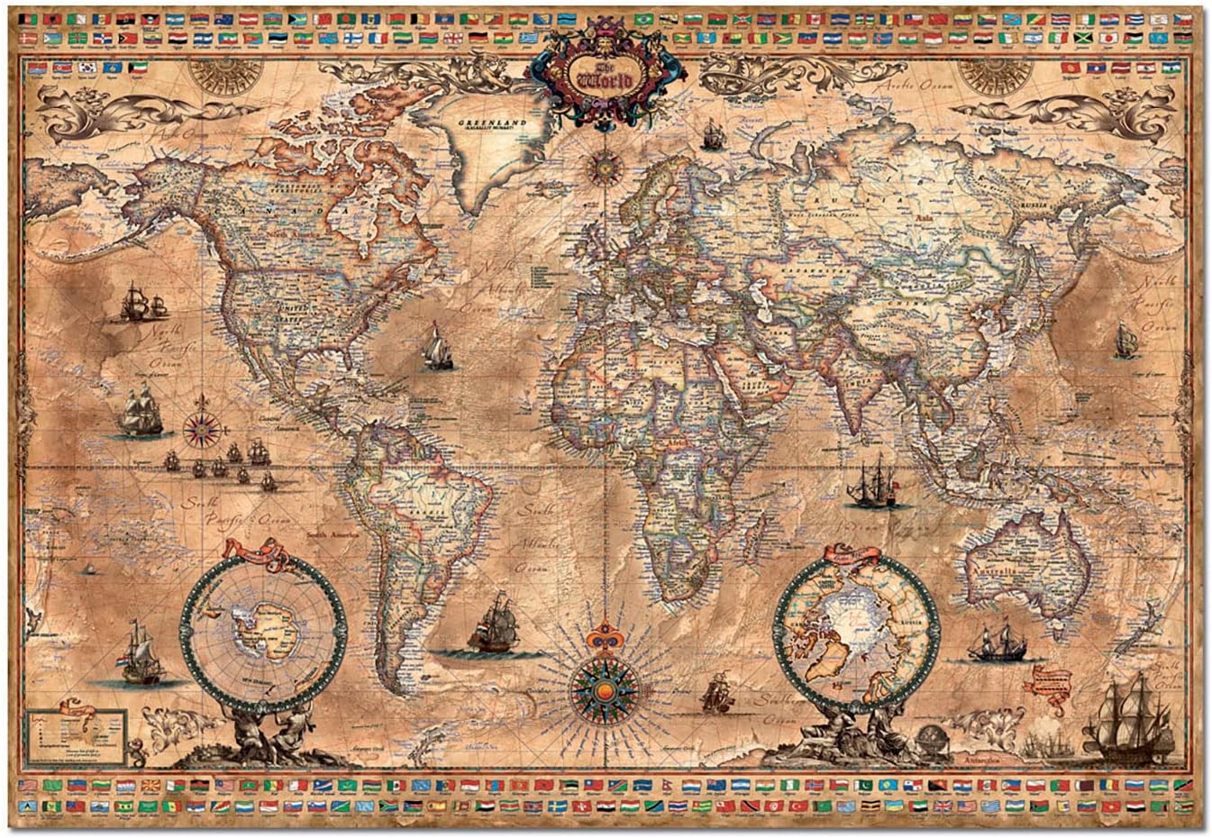 Thumbnail 1 de Puzzle Educa Cartes du Monde Historiques – 1000 pièces dès 14 ans (15159)