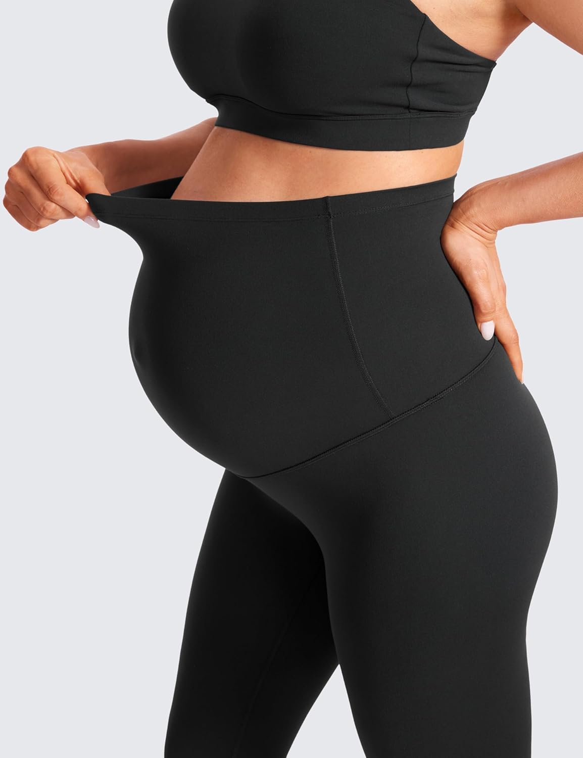 Detalle de CRZ YOGA Butterluxe Maternity Capri Leggings – 21/23" Belly Support for Pregnancy and Postpartum